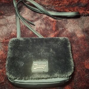 Juicy Couture Black Faux Fur Crossbody‎ Bag